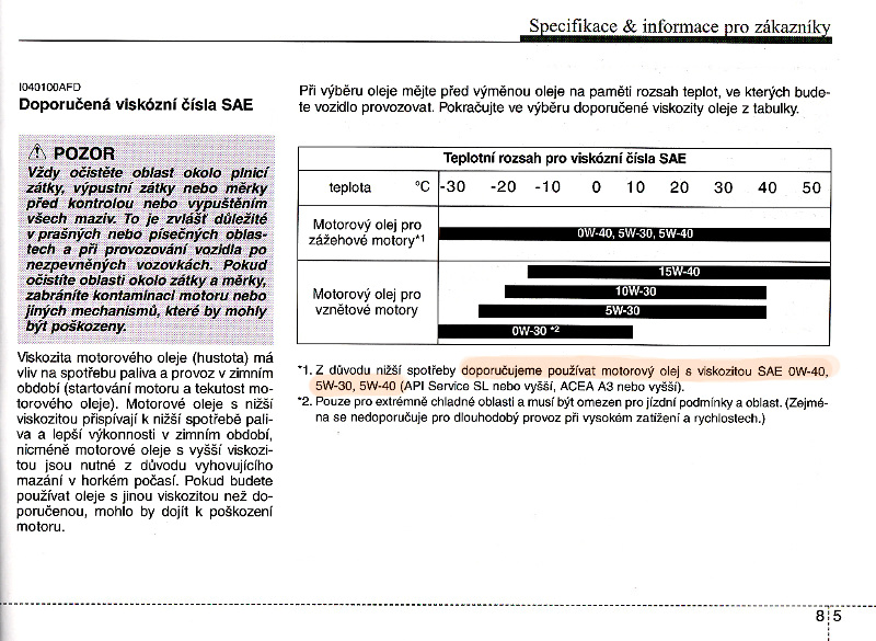 doporučené viskózní čísla SAE